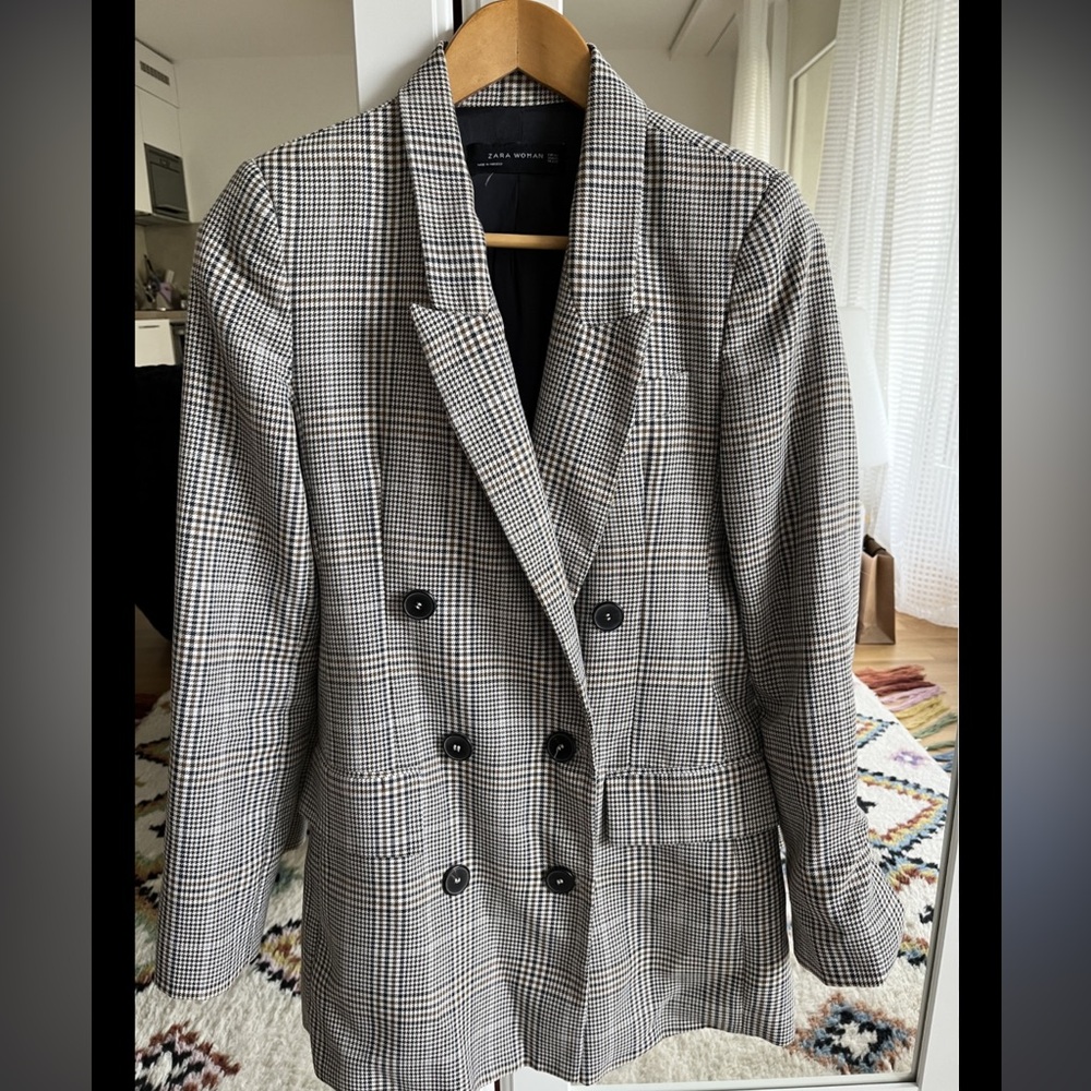 Zara double breasted gingham blazer - Picture 2 of 3